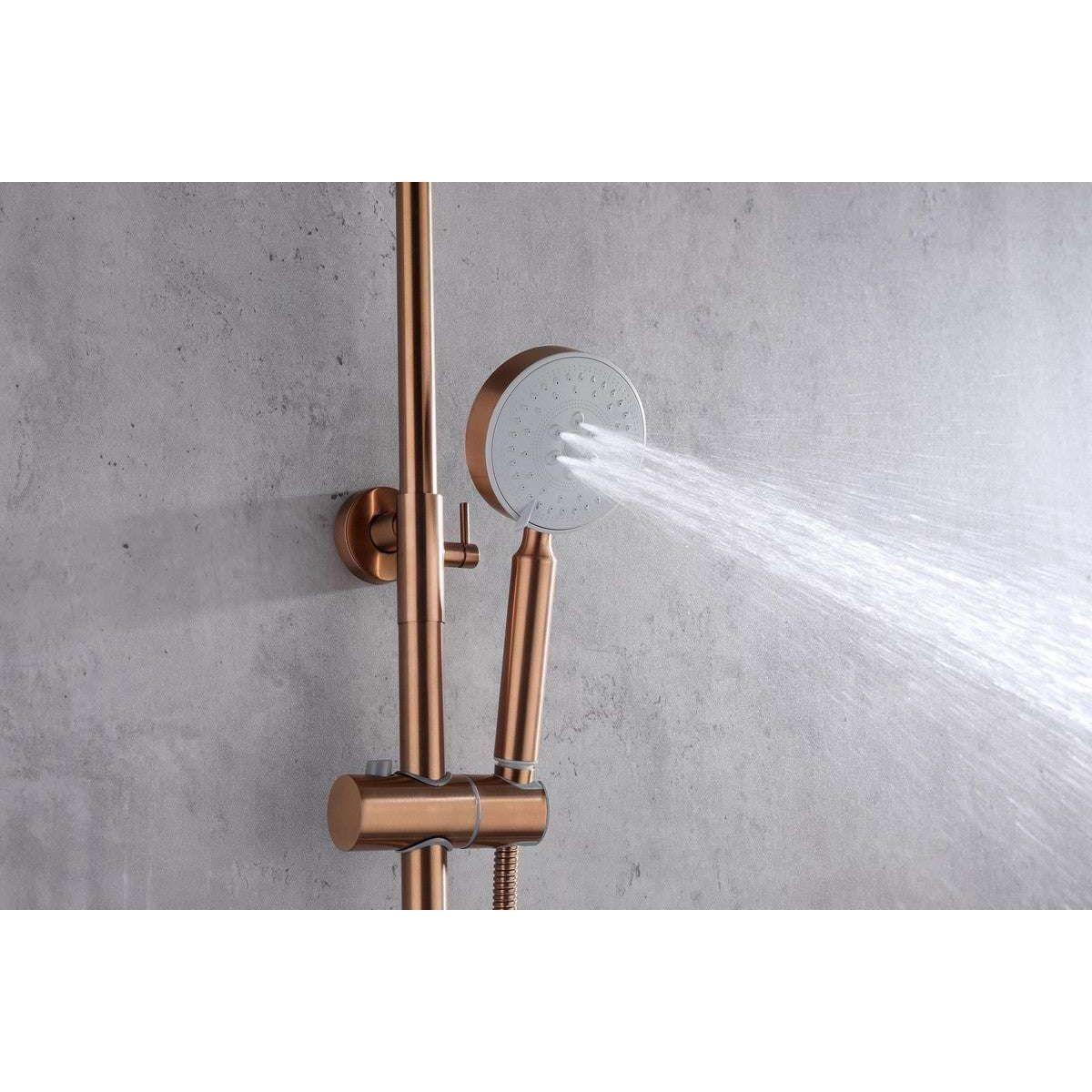 2023 Brushed Rose Gold Copper Solid Stainless Steel 304 made shower set w diverter 200 mm head sprayer hand held head - Magdasmall