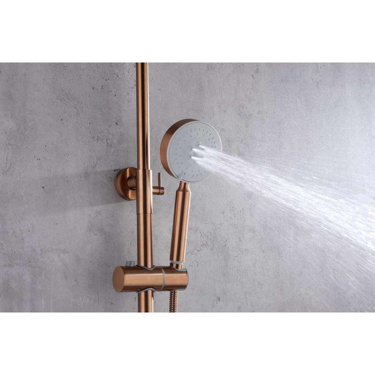2023 Brushed Rose Gold Copper Solid Stainless Steel 304 made shower set w diverter 200 mm head sprayer hand held head - Magdasmall