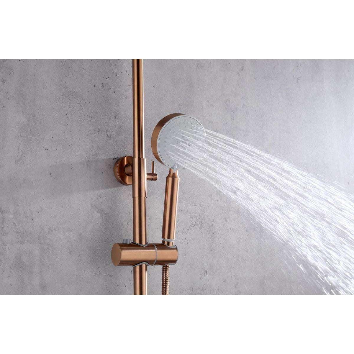 2023 Brushed Rose Gold Copper Solid Stainless Steel 304 made shower set w diverter 200 mm head sprayer hand held head - Magdasmall