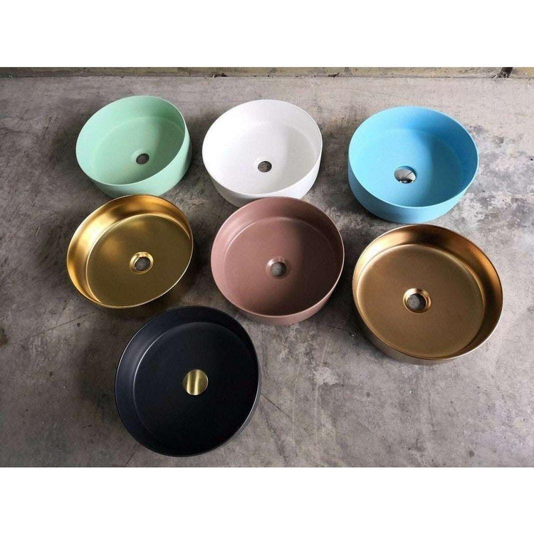 2023 Matte Black matte white matte Pink Green Gold Copper Round 360 mm Dia top counter basin porcelain sink - Magdasmall