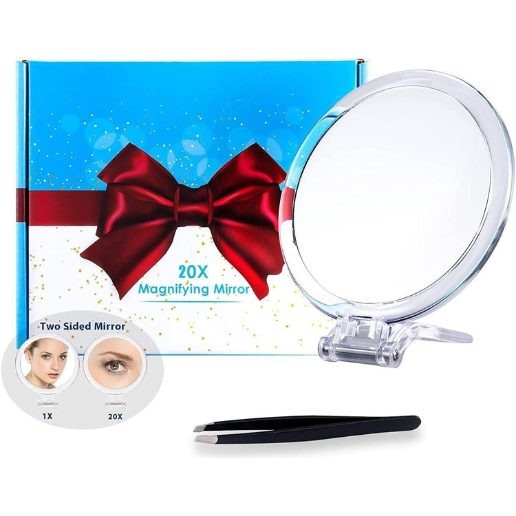 20X Magnifying Hand Mirror Two Sided Use for Makeup Application, Tweezing, and Blackhead/Blemish Removal (15 cm) - Magdasmall