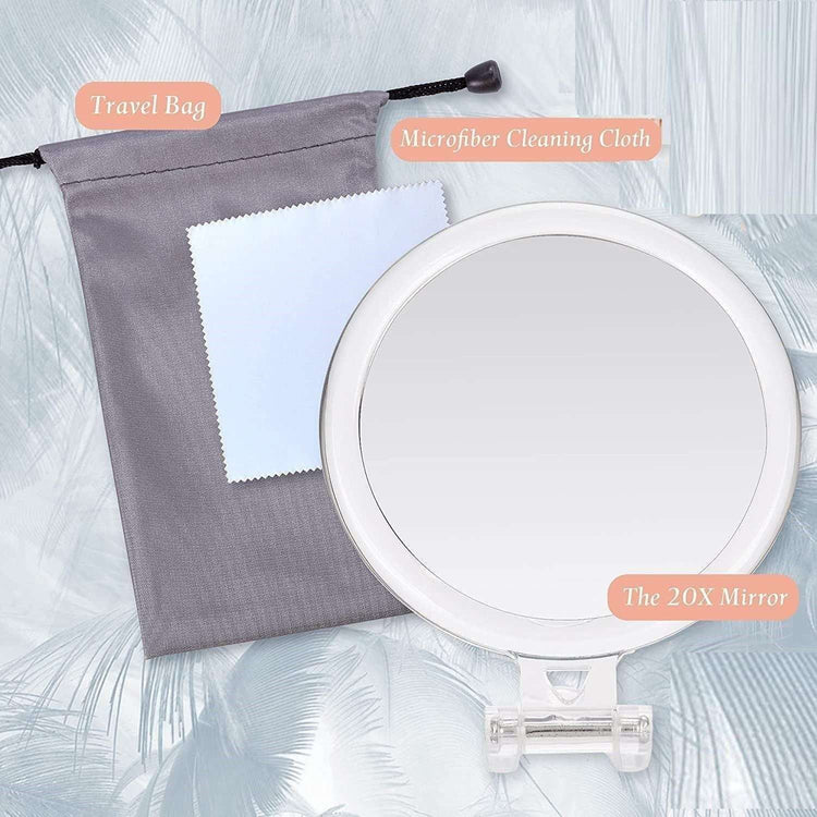 20X Magnifying Hand Mirror Two Sided Use for Makeup Application, Tweezing, and Blackhead/Blemish Removal (15 cm) - Magdasmall