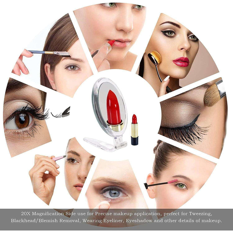 20X Magnifying Hand Mirror Two Sided Use for Makeup Application, Tweezing, and Blackhead/Blemish Removal (15 cm) - Magdasmall