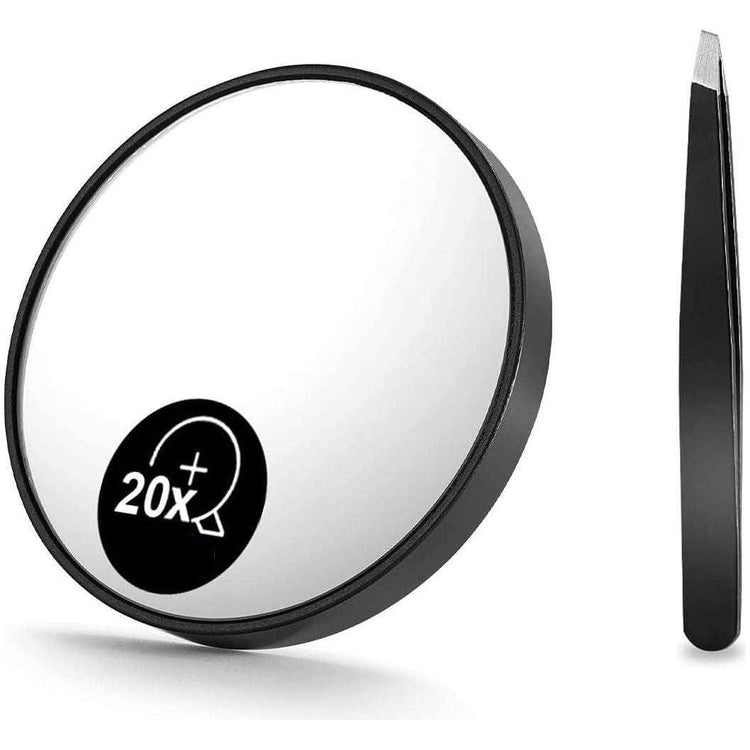 20X Magnifying Mirror and Eyebrow Tweezers Kit for Travel - Magdasmall