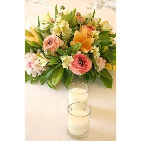 20 White Wax Clear Glass Holder Votive Candle - Wedding Event Centrepiece Table Decoration - Magdasmall