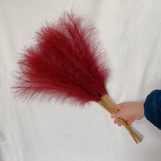 20 sticks Claret Pampas Grass Bouquet-21.65" Fluffy Dried Pampas for Home Decor and Events - Magdasmall