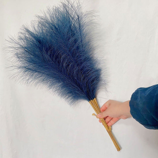 20 sticks Dark Blue Pampas Grass Bouquet-21.65" Fluffy Dried Pampas for Home Decor and Events - Magdasmall