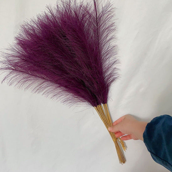 20 sticks Dark Purple Pampas Grass Bouquet-21.65" Fluffy Dried Pampas for Home Decor and Events - Magdasmall