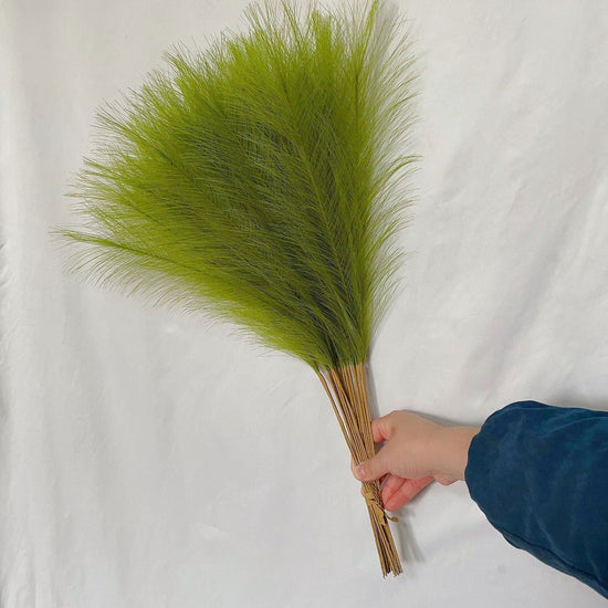 20 sticks Grass Green Pampas Grass Bouquet-21.65" Fluffy Dried Pampas for Home Decor and Events - Magdasmall