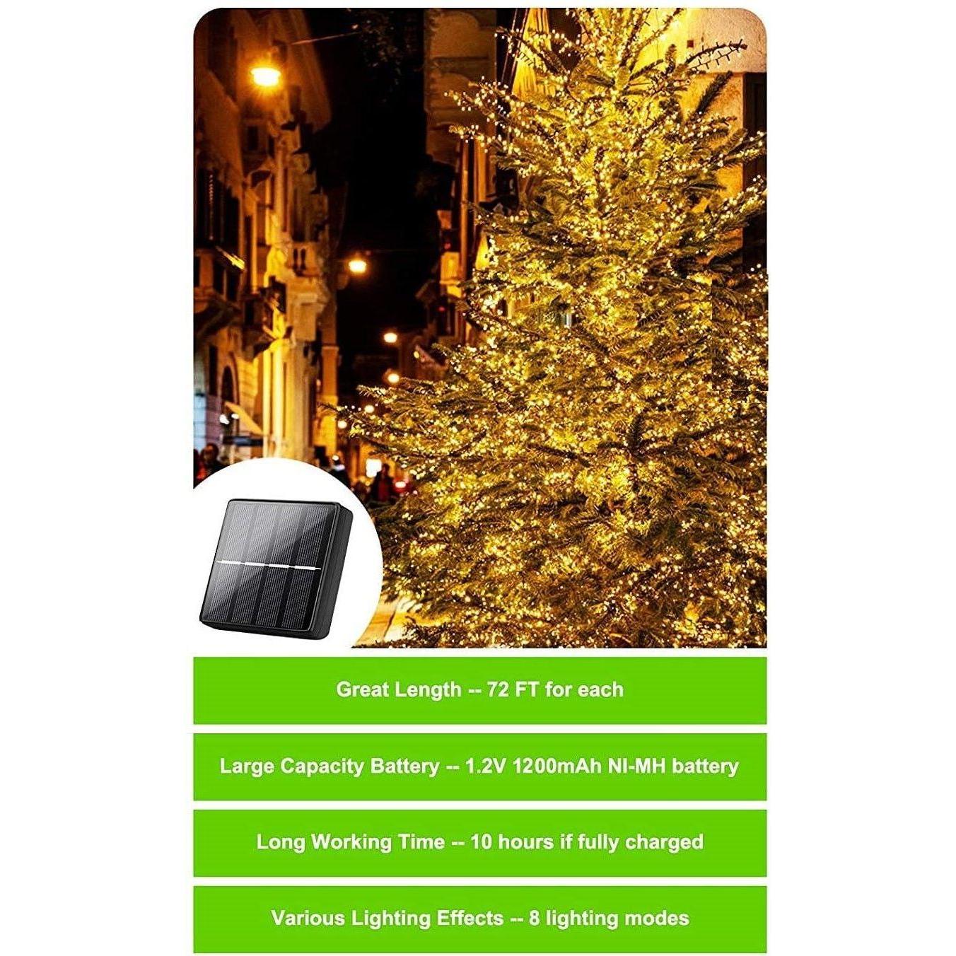 20m 200 LED Solar Powered Outdoor Lights with 8 Lighting Modes and Waterproof for Home,Garden and Decoration - Magdasmall
