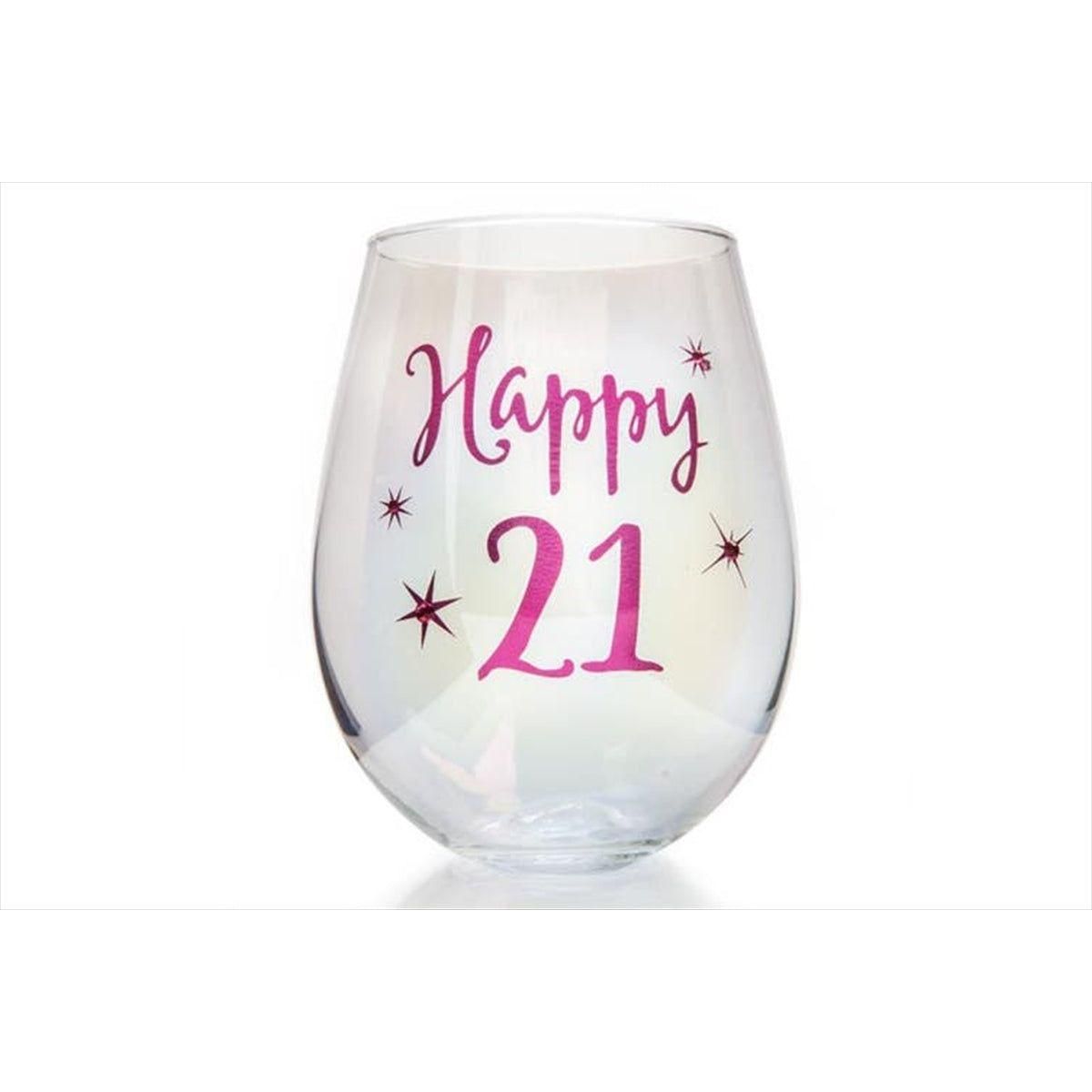 21st Birthday Irid Wine Glass - Magdasmall