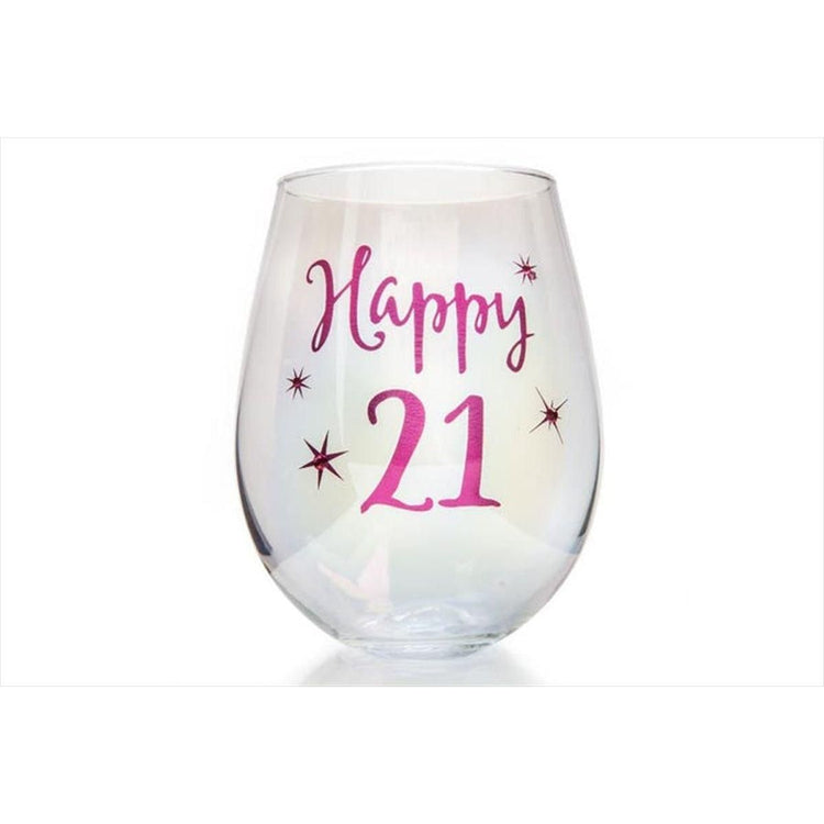 21st Birthday Irid Wine Glass - Magdasmall