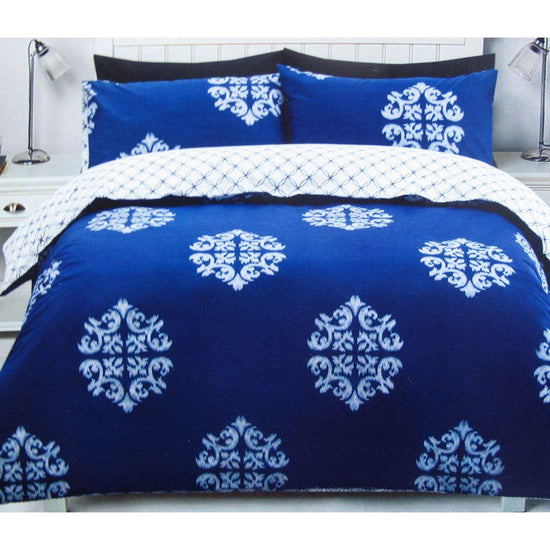 225TC Geo Damask Cotton Rich Easy Care Quilt Cover Set Queen - Magdasmall