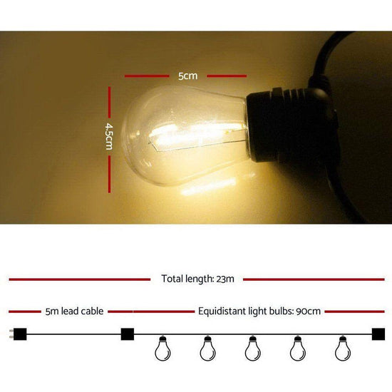 23m LED Festoon String Lights Christmas Decorations Wedding Party Outdoor Garden - Magdasmall