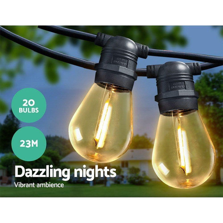 23m LED Festoon String Lights Christmas Decorations Wedding Party Outdoor Garden - Magdasmall