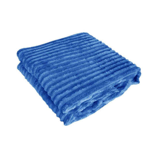 240GSM Corduroy Striped Throw Rug Blue - Magdasmall