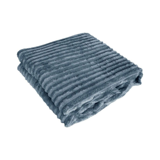 240GSM Corduroy Striped Throw Rug Charcoal - Magdasmall