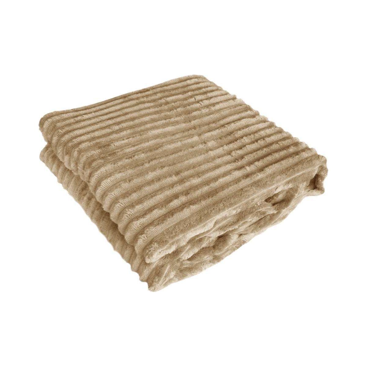 240GSM Corduroy Striped Throw Rug Latte - Magdasmall