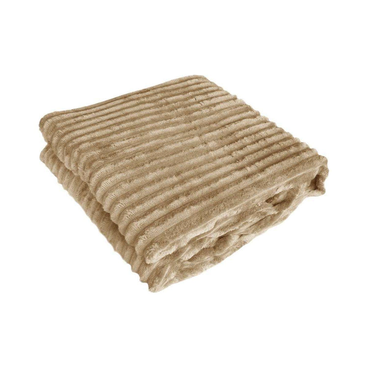 240GSM Corduroy Striped Throw Rug Latte - Magdasmall