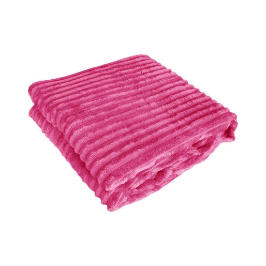 240GSM Corduroy Striped Throw Rug Pink - Magdasmall