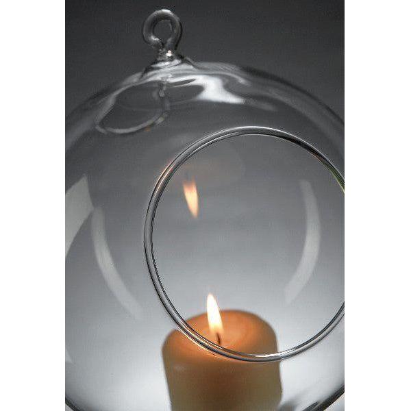 24 Bulk Buy of Hanging Clear Glass Ball Tealight Candle Holder  - 10cm Diameter / High - Wedding Globe Decoration Terrarium Succulent Plant Mini Garden Holder Decor Craft Gift - Magdasmall