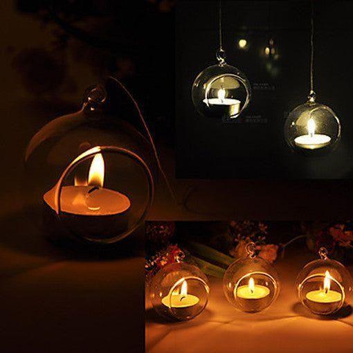 24 Bulk Buy of Hanging Clear Glass Ball Tealight Candle Holder  - 8cm Diameter / High - Wedding Globe Decoration Terrarium Succulent Plant Mini Garden Holder Decor Craft Gift - Magdasmall