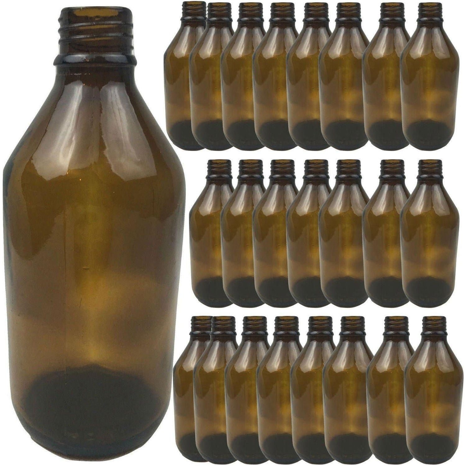 24x 600ml Amber Glass Bottle Cosmetic Essential Oil General Purpose Storage - Magdasmall