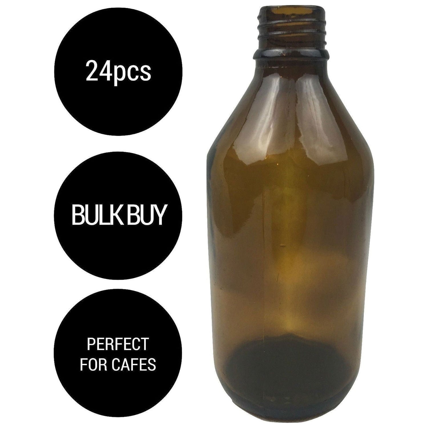 24x 600ml Amber Glass Bottle Cosmetic Essential Oil General Purpose Storage - Magdasmall