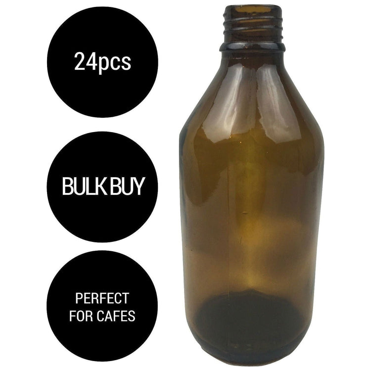 24x 600ml Amber Glass Bottle Cosmetic Essential Oil General Purpose Storage - Magdasmall