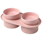 24x Ribbed Ceramic Double Pet Bowl 3pc Set - Emerald - Magdasmall
