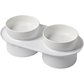 24x Ribbed Ceramic Double Pet Bowl 3pc Set - Emerald - Magdasmall