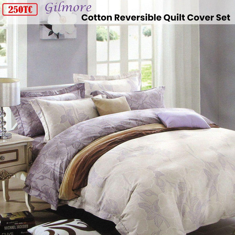 250TC Gilmore Cotton Reversible Quilt Cover Set King - Magdasmall