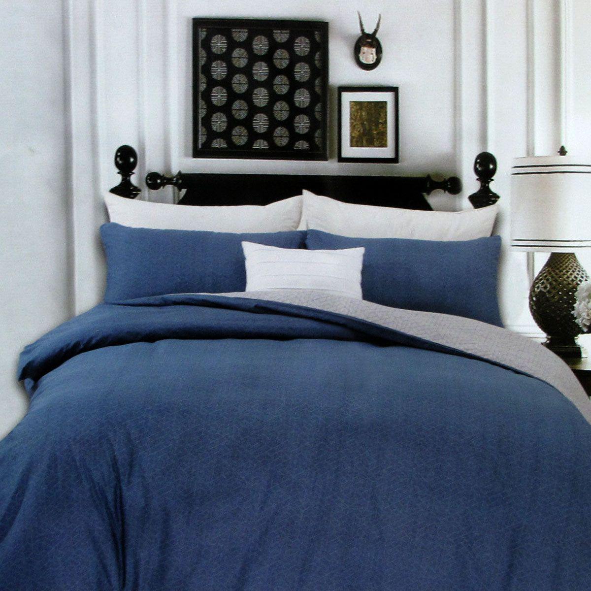 250TC Halifax Cotton Reversible Quilt Cover Set Queen - Magdasmall