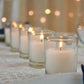 25 White Wax Clear Glass Holder Votive Candle - Wedding Event Centrepiece Table Decoration - Magdasmall