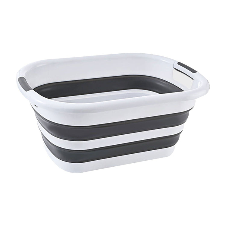 26L Collapsible Laundry Basket Washing Clothes w/Handles Bin Foldable - Grey/White - Magdasmall