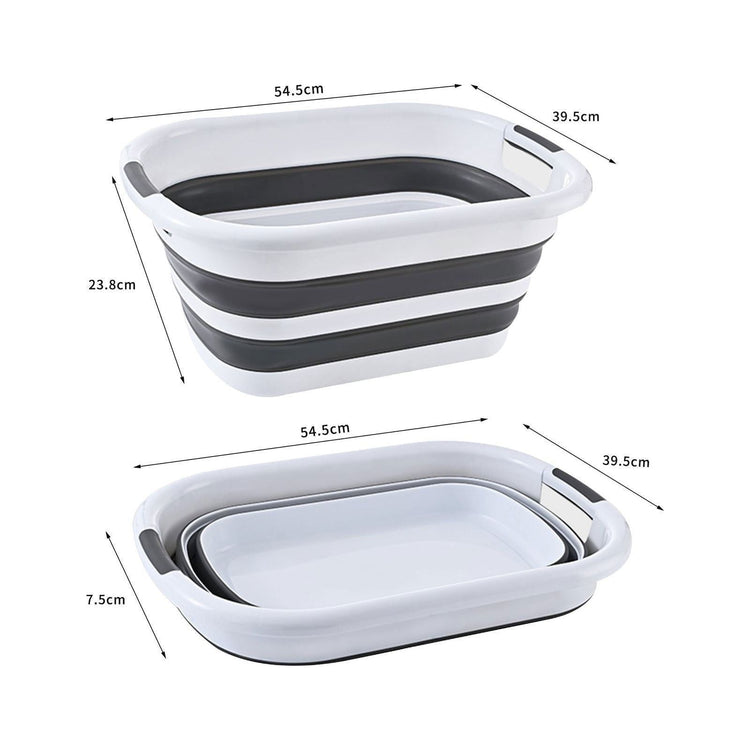 26L Collapsible Laundry Basket Washing Clothes w/Handles Bin Foldable - Grey/White - Magdasmall