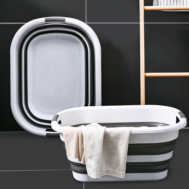 26L Collapsible Laundry Basket Washing Clothes w/Handles Bin Foldable - Grey/White - Magdasmall