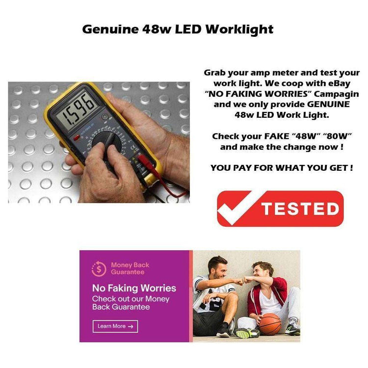 2PCS 48W LED Work Lights FLOOD Lamp Off Road 12V 24V Boat Camping Fishing 80w - Magdasmall