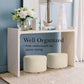 2X Fabric Ottoman Round Wooden Leg Foot Stool - BEIGE - Magdasmall
