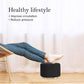 2X Fabric Ottoman Round Wooden Leg Foot Stool - BLACK - Magdasmall