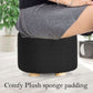 2X Fabric Ottoman Round Wooden Leg Foot Stool - BLACK - Magdasmall