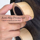 2X Fabric Ottoman Round Wooden Leg Foot Stool - BLACK - Magdasmall