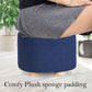 2X Fabric Ottoman Round Wooden Leg Foot Stool - DARK BLUE - Magdasmall