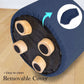 2X Fabric Ottoman Round Wooden Leg Foot Stool - DARK BLUE - Magdasmall