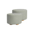 2X Fabric Ottoman Round Wooden Leg Foot Stool - GREY - Magdasmall