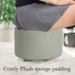 2X Fabric Ottoman Round Wooden Leg Foot Stool - GREY - Magdasmall