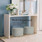 2X Fabric Ottoman Round Wooden Leg Foot Stool - GREY - Magdasmall