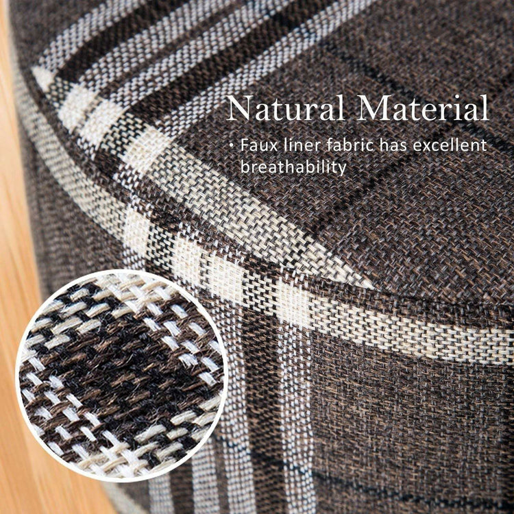 2X Fabric Ottoman Round Wooden Leg Foot Stool - LATTICE - Magdasmall