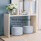 2X Fabric Ottoman Round Wooden Leg Foot Stool - LIGHT BLUE - Magdasmall