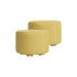 2X Fabric Ottoman Round Wooden Leg Foot Stool - Mustard Yellow - Magdasmall